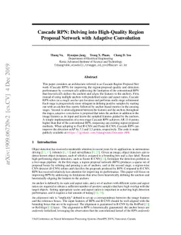 Cascade RPN: Delving into High-Quality Region Proposal Network with
  Adaptive Convolution