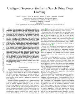 Unaligned Sequence Similarity Search Using Deep Learning