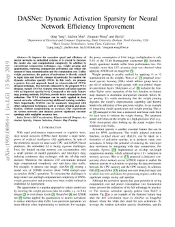DASNet: Dynamic Activation Sparsity for Neural Network Efficiency
  Improvement