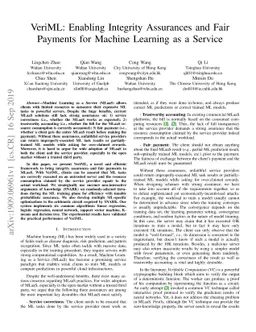 VeriML: Enabling Integrity Assurances and Fair Payments for Machine
  Learning as a Service
