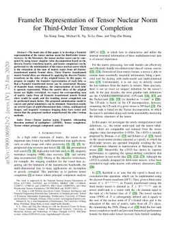 Framelet Representation of Tensor Nuclear Norm for Third-Order Tensor
  Completion