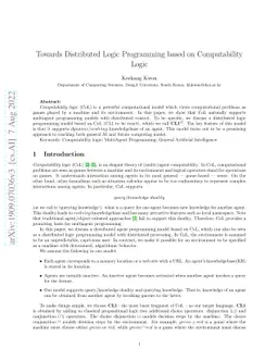 Towards Distributed Logic Programming based on Computability Logic