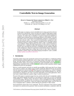 Controllable Text-to-Image Generation