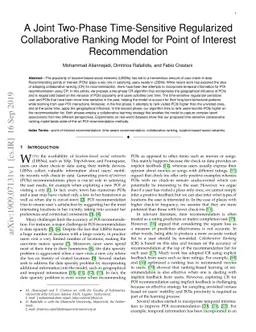 A Joint Two-Phase Time-Sensitive Regularized Collaborative Ranking Model
  for Point of Interest Recommendation