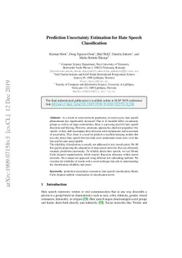 Prediction Uncertainty Estimation for Hate Speech Classification