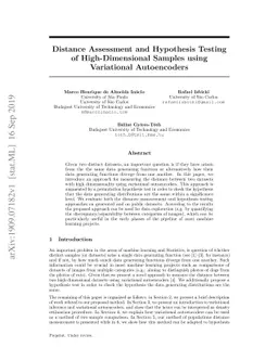 Distance Assessment and Hypothesis Testing of High-Dimensional Samples
  using Variational Autoencoders