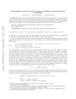 Mean-field Langevin System, Optimal Control and Deep Neural Networks
