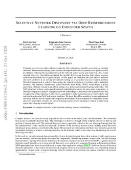 Selective Network Discovery via Deep Reinforcement Learning on Embedded
  Spaces