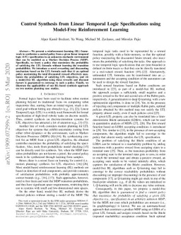 Control Synthesis from Linear Temporal Logic Specifications using
  Model-Free Reinforcement Learning