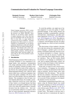 Communication-based Evaluation for Natural Language Generation