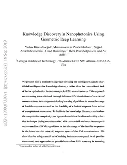 Knowledge Discovery In Nanophotonics Using Geometric Deep Learning
