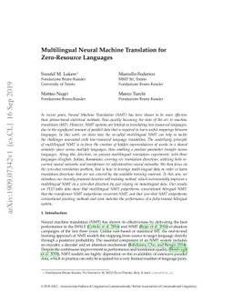 Multilingual Neural Machine Translation for Zero-Resource Languages