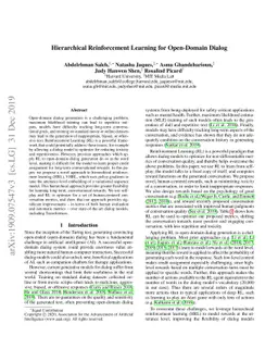 Hierarchical Reinforcement Learning for Open-Domain Dialog