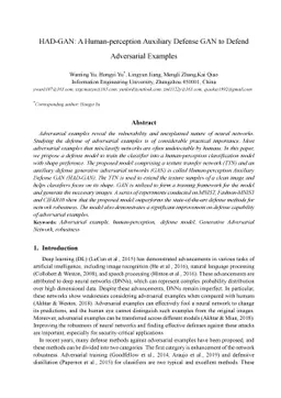 HAD-GAN: A Human-perception Auxiliary Defense GAN to Defend Adversarial
  Examples