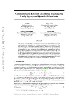 Communication-Efficient Distributed Learning via Lazily Aggregated
  Quantized Gradients