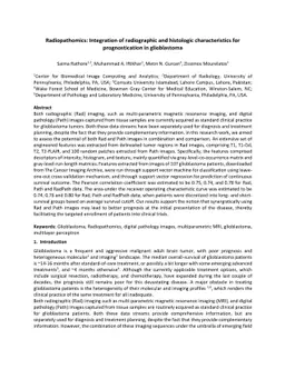 Radiopathomics: Integration of radiographic and histologic
  characteristics for prognostication in glioblastoma