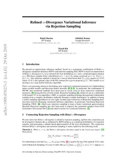 Refined $α$-Divergence Variational Inference via Rejection Sampling