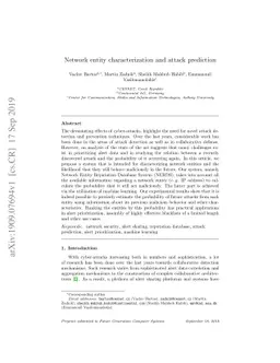 Network entity characterization and attack prediction
