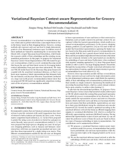 Variational Bayesian Context-aware Representation for Grocery
  Recommendation
