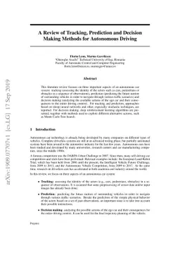 A Review of Tracking, Prediction and Decision Making Methods for
  Autonomous Driving