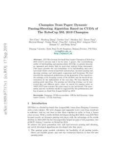 Champion Team Paper: Dynamic Passing-Shooting Algorithm Based on CUDA of
  The RoboCup SSL 2019 Champion