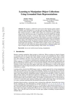 Learning to Manipulate Object Collections Using Grounded State
  Representations