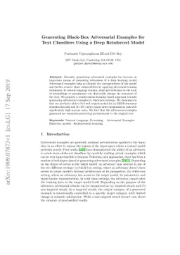 Generating Black-Box Adversarial Examples for Text Classifiers Using a
  Deep Reinforced Model