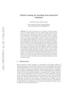 Vehicle routing by learning from historical solutions