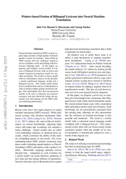Pointer-based Fusion of Bilingual Lexicons into Neural Machine
  Translation