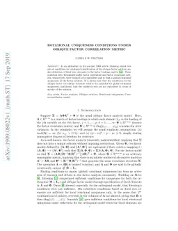 Rotational Uniqueness Conditions Under Oblique Factor Correlation Metric