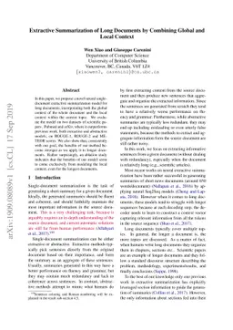 Extractive Summarization of Long Documents by Combining Global and Local
  Context