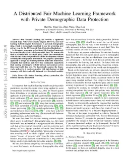 A Distributed Fair Machine Learning Framework with Private Demographic
  Data Protection