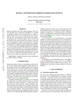 DOVER: A Method for Combining Diarization Outputs