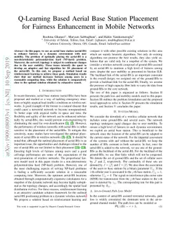 Q-Learning Based Aerial Base Station Placement for Fairness Enhancement
  in Mobile Networks