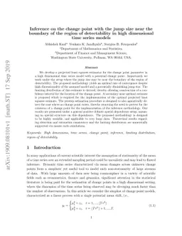 Inference on the change point with the jump size near the boundary of
  the region of detectability in high dimensional time series models