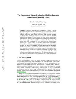 The Explanation Game: Explaining Machine Learning Models Using Shapley
  Values
