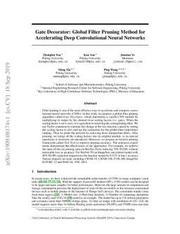 Gate Decorator: Global Filter Pruning Method for Accelerating Deep
  Convolutional Neural Networks
