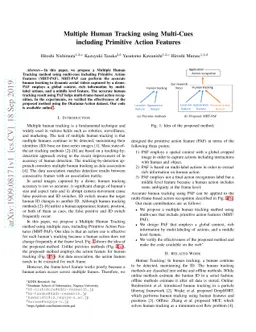 Multiple Human Tracking using Multi-Cues including Primitive Action
  Features