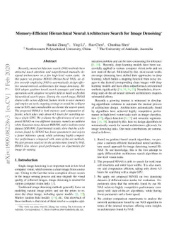 Memory-Efficient Hierarchical Neural Architecture Search for Image
  Denoising