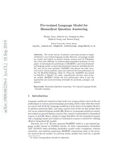 Pre-trained Language Model for Biomedical Question Answering