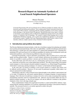 Research Report on Automatic Synthesis of Local Search Neighborhood
  Operators