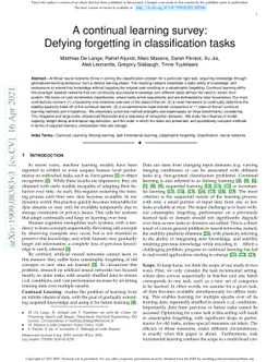 A continual learning survey: Defying forgetting in classification tasks