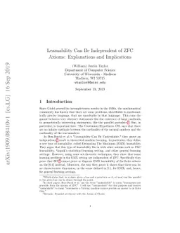 Learnability Can Be Independent of ZFC Axioms: Explanations and
  Implications