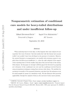Nonparametric estimation of conditional cure models for heavy-tailed
  distributions and under insufficient follow-up