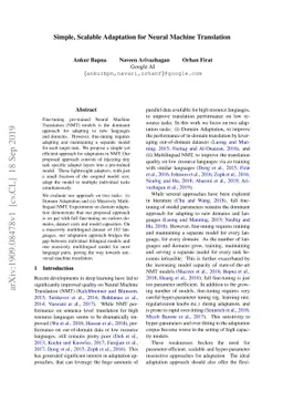 Simple, Scalable Adaptation for Neural Machine Translation