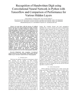 Recognition of Handwritten Digit using Convolutional Neural Network in
  Python with Tensorflow and Comparison of Performance for Various Hidden
  Layers