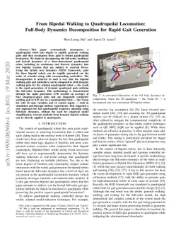 From Bipedal Walking to Quadrupedal Locomotion: Full-Body Dynamics
  Decomposition for Rapid Gait Generation