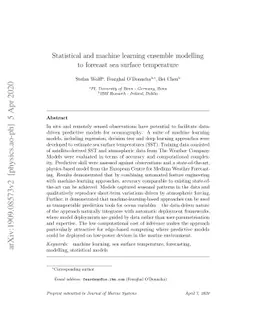 Statistical and machine learning ensemble modelling to forecast sea
  surface temperature