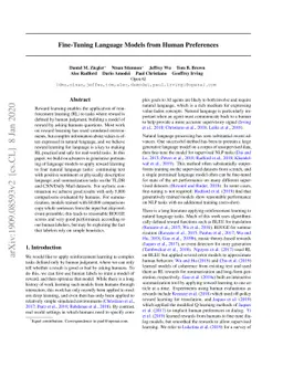 Fine-Tuning Language Models from Human Preferences