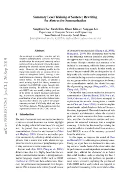 Summary Level Training of Sentence Rewriting for Abstractive
  Summarization
